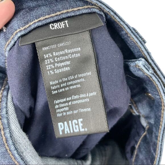 𝅺PAIGE Croft Dark Distressed Wash Skinny Stretch Jeans Size 28 - Picture 8 of 10